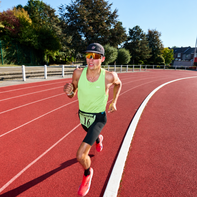 Coureur en plein effort sur piste